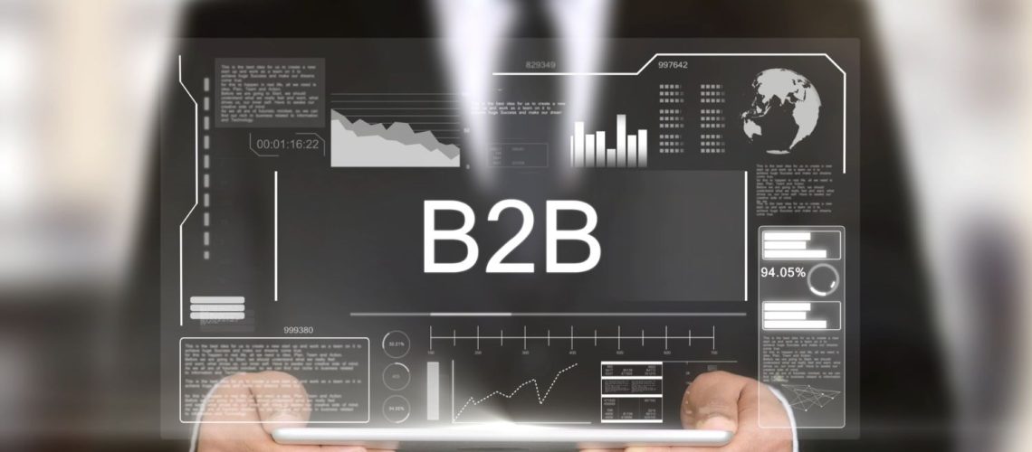 B2B, Hologram Futuristic Interface, Augmented Virtual Reality representing B2B Financial Planning